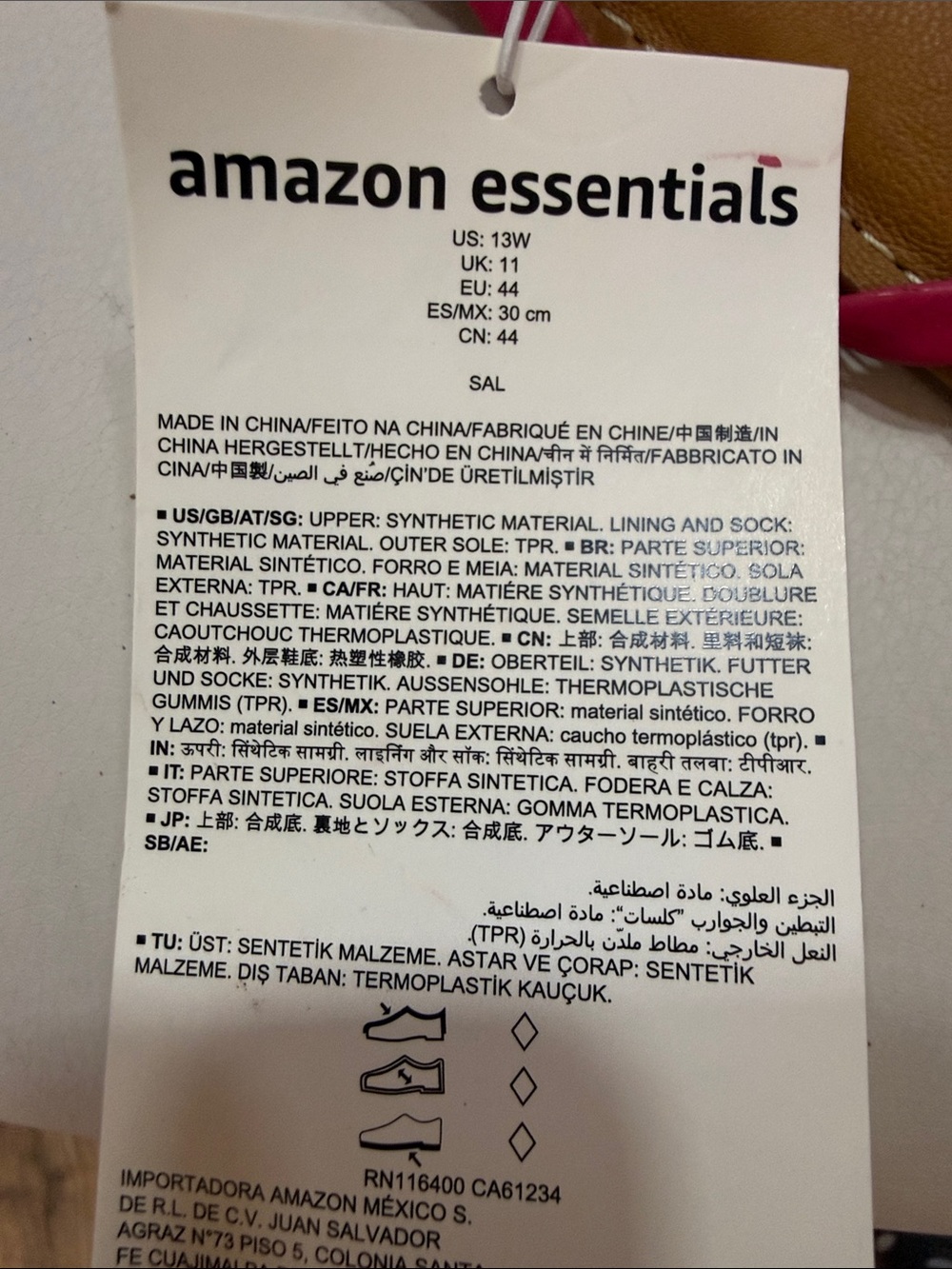 Amazon Essentials Hot Pink Strap Tan Footbed Thong Sandals - Picture 2 of 5